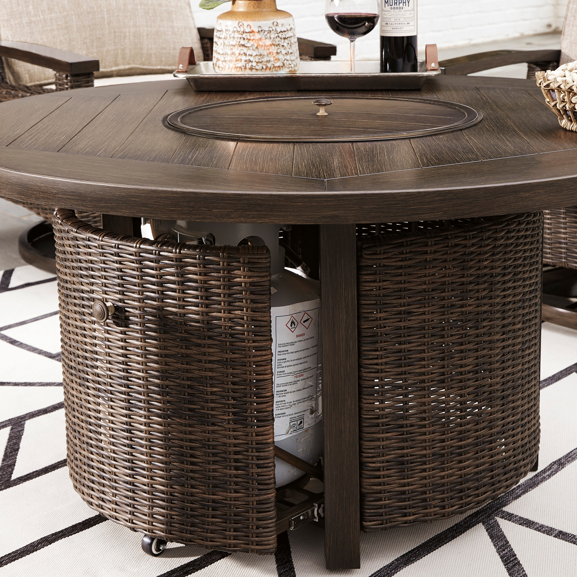 Signature Design by Ashley Paradise Trail Fire Pit Table with 4 Swivel Chairs - Image 4 of 6
