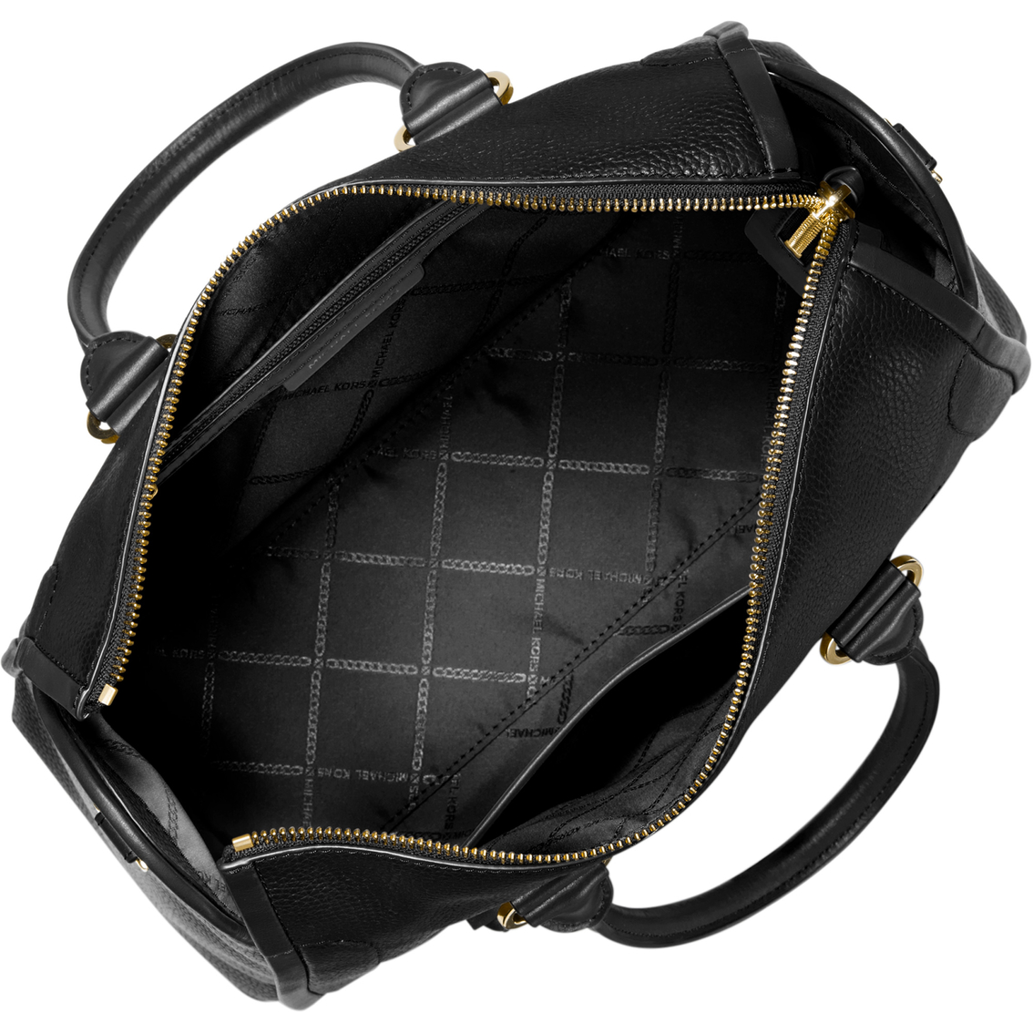 Michael Kors Carine Medium Pebbled Leather Satchel Bag in Navy