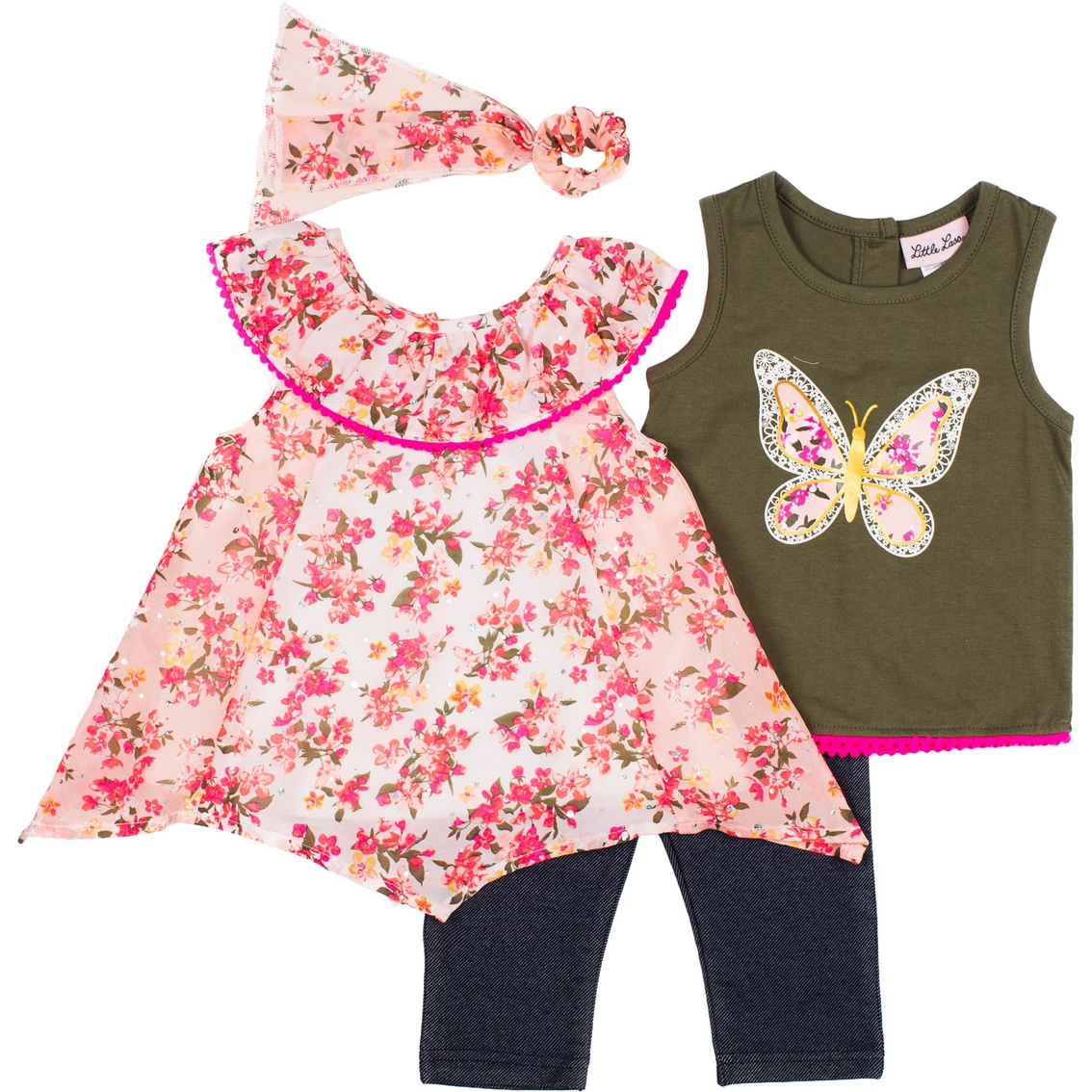 Little Lass Toddler Girls 3 Pc. Butterfly And Floral Capri Set | Toddler  Girls 2t-4t | Clothing & Accessories | Shop The Exchange