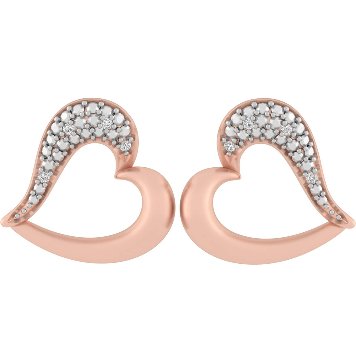 10k Rose Gold Over Sterling Silver Diamond Accent Heart Earrings