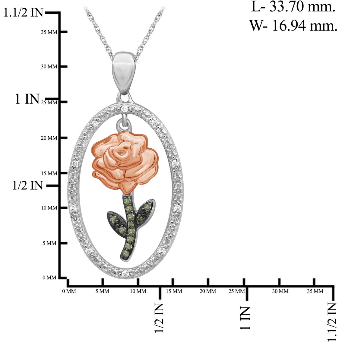 She Shines 14K Gold Over Sterling Silver 1/10 CTW Diamond Dangling Rose Pendant - Image 4 of 4