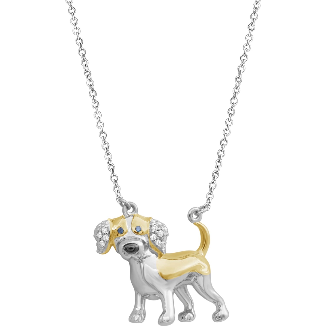 Animal's Rock Sterling 14K Plated Diamond Accent Beagle Dog Necklace 18 in. - Image 2 of 4