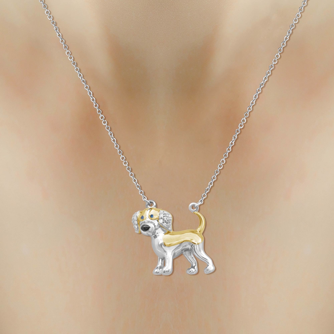 Animal's Rock Sterling 14K Plated Diamond Accent Beagle Dog Necklace 18 in. - Image 3 of 4