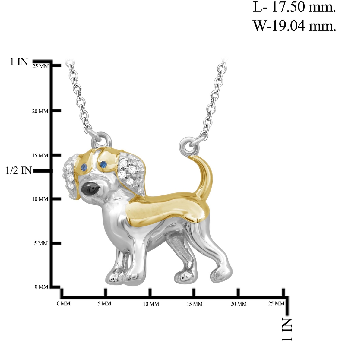 Animal's Rock Sterling 14K Plated Diamond Accent Beagle Dog Necklace 18 in. - Image 4 of 4