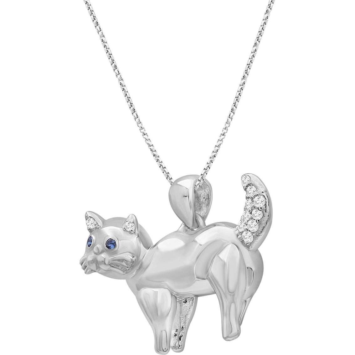 Animal's Rock Sterling Silver Diamond Accent Ragdoll Cat Pendant 18 in. - Image 2 of 4