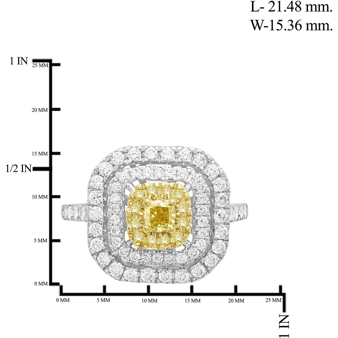 She Shines 14K Gold 1 1/4 CTW White and Enhanced Yellow Diamond Engagement Ring - Image 4 of 4