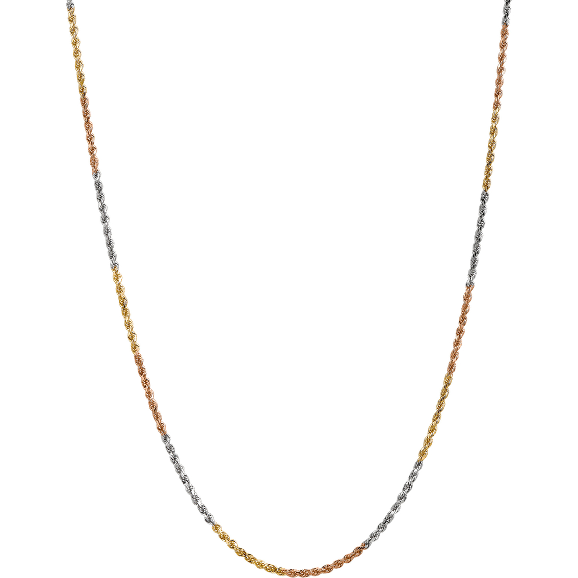 14K Tri Color 2.5mm Rope Chain