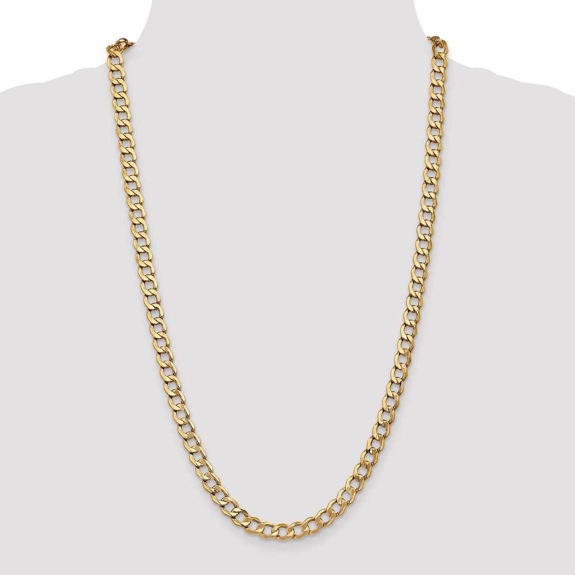 14K Yellow Gold 7.0mm Semi-Solid Curb Link Chain - Image 4 of 4