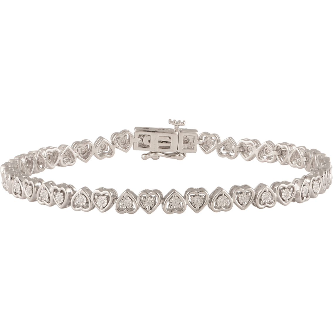 Sterling Silver 1/4 Ctw Diamond Heart Bracelet | Diamond Bracelets 