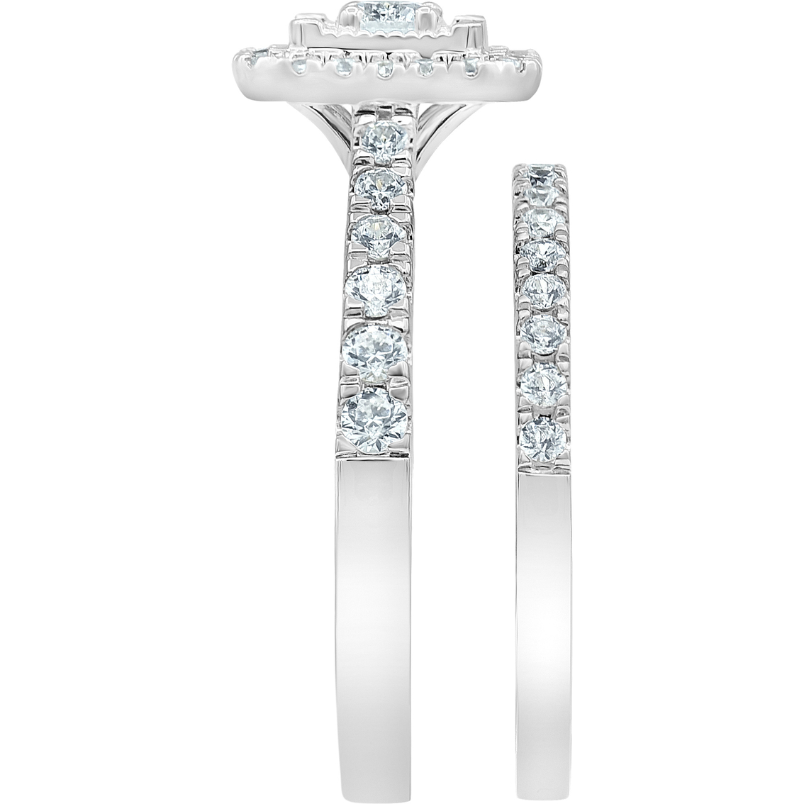 10K White Gold 1 CTW Emerald Shape Diamond Bridal Set - Image 2 of 4