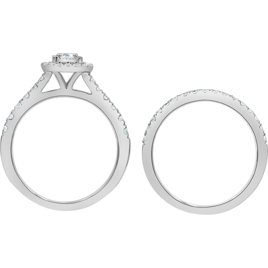 10K White Gold 1 CTW Emerald Shape Diamond Bridal Set - Image 3 of 4