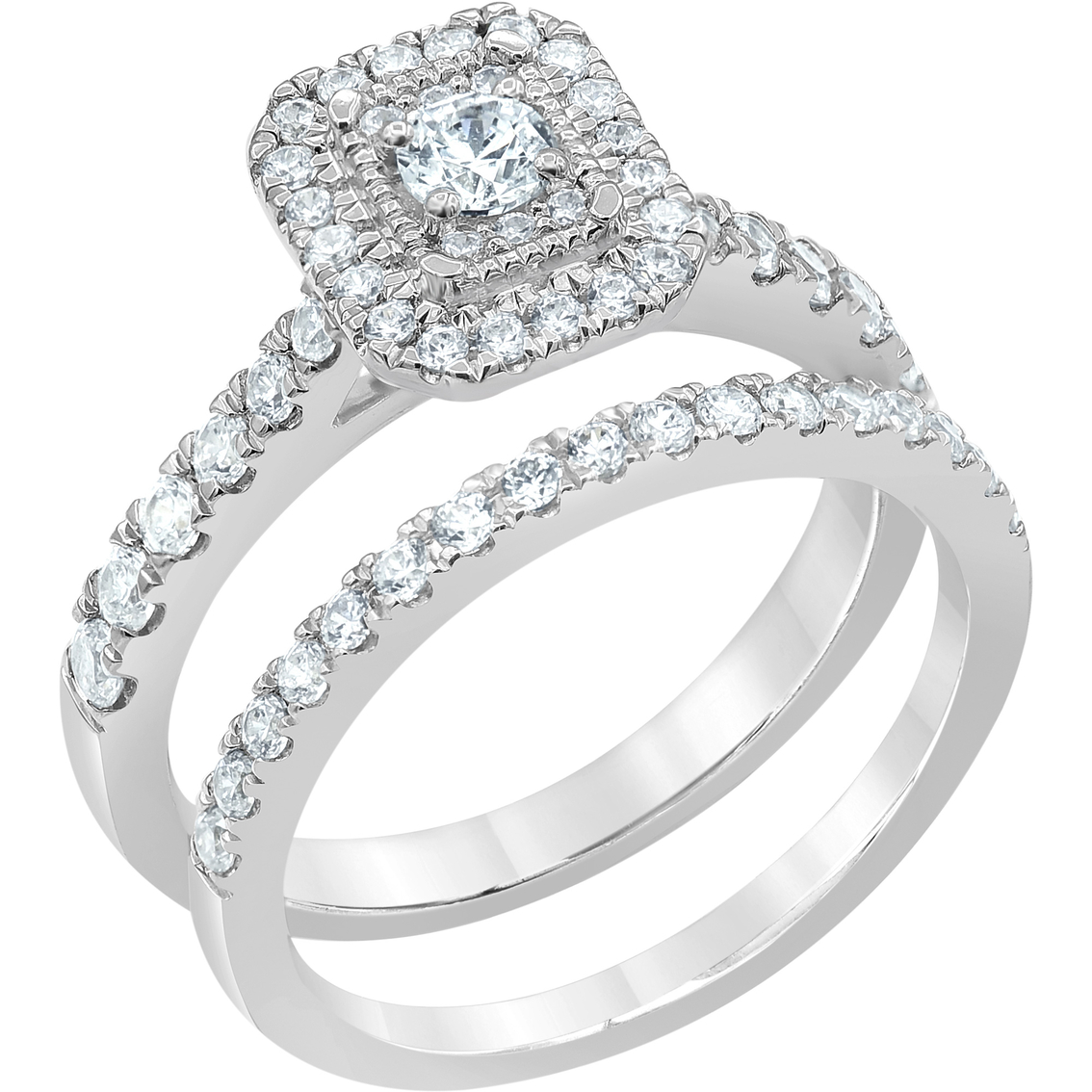 10K White Gold 1 CTW Emerald Shape Diamond Bridal Set - Image 4 of 4