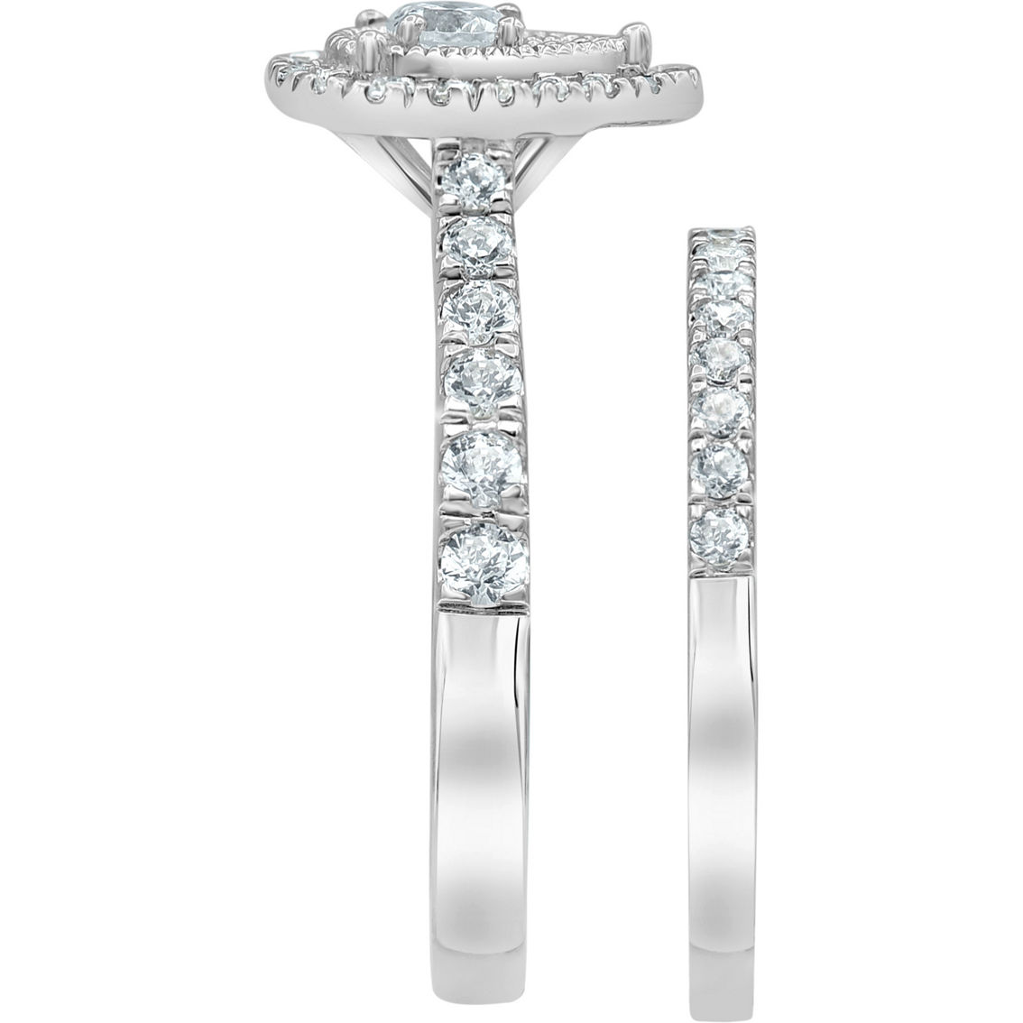 10K White Gold 1 CTW Pear Shape Diamond Bridal Set - Image 2 of 4