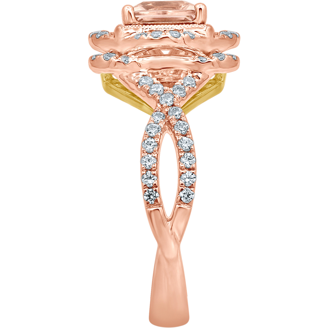 Truly Zac Posen 14K Two Tone Gold Morganite and 1/2 CTW Diamond Engagement Ring - Image 2 of 3