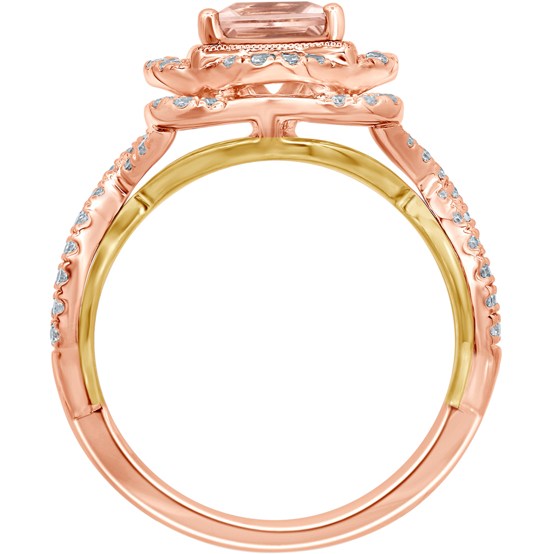 Truly Zac Posen 14K Two Tone Gold Morganite and 1/2 CTW Diamond Engagement Ring - Image 3 of 3