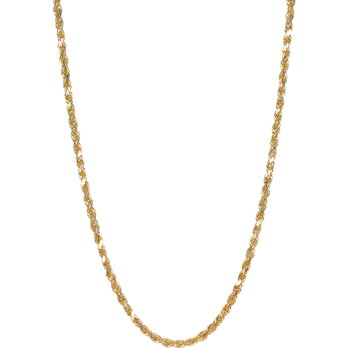 14K Gold Semi Solid Rope Chain Necklace