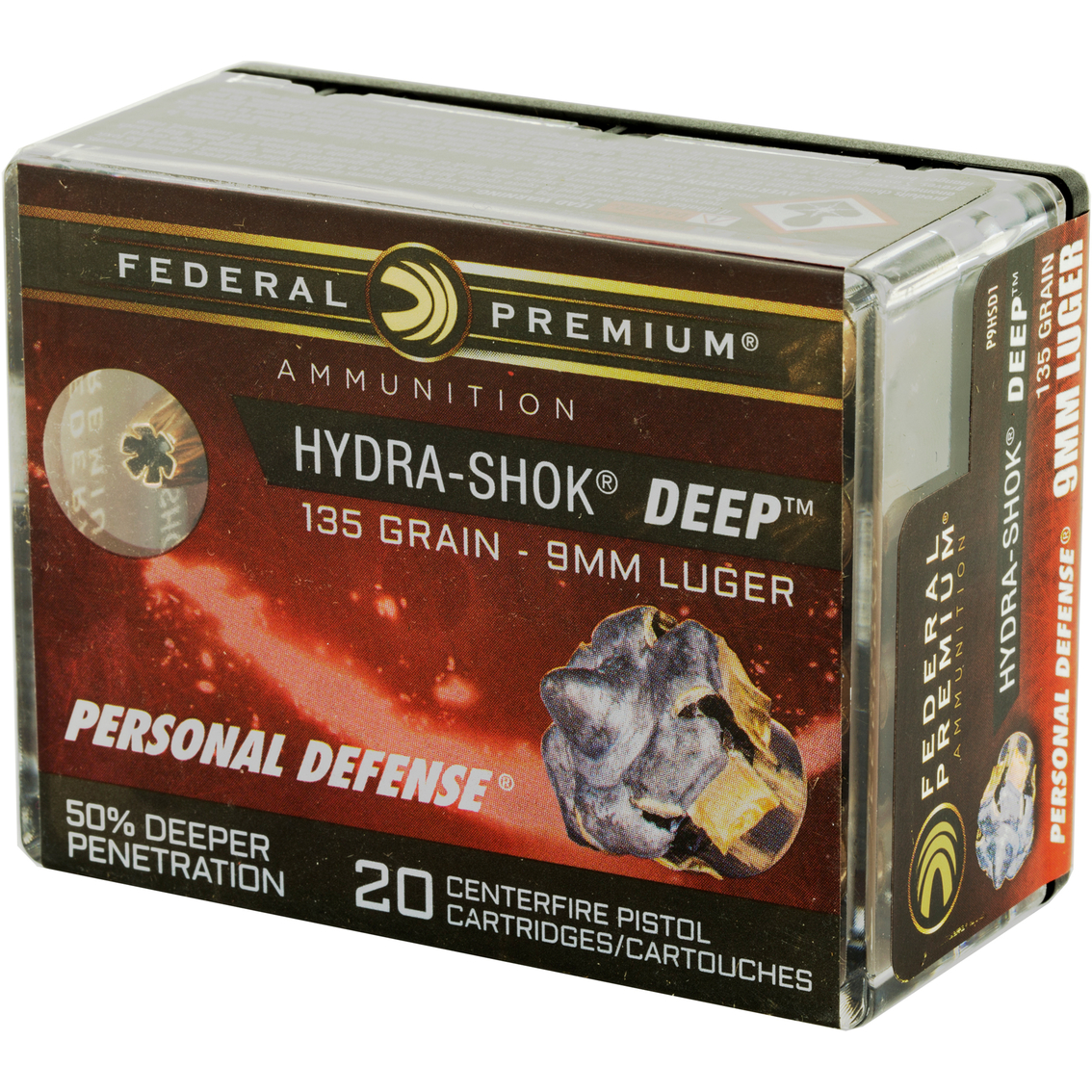 Federal Hydra-Shok Deep 9mm 135 Gr. JHP, 20 Rounds - Image 2 of 3