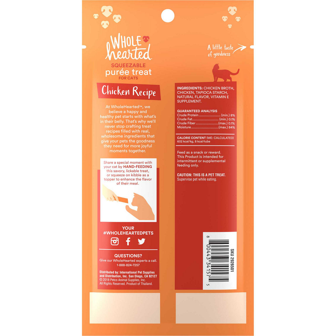 WholeHearted Chicken Recipe Puree Squeezable Cat Treats 4 ct., 0.5 oz. - Image 2 of 5
