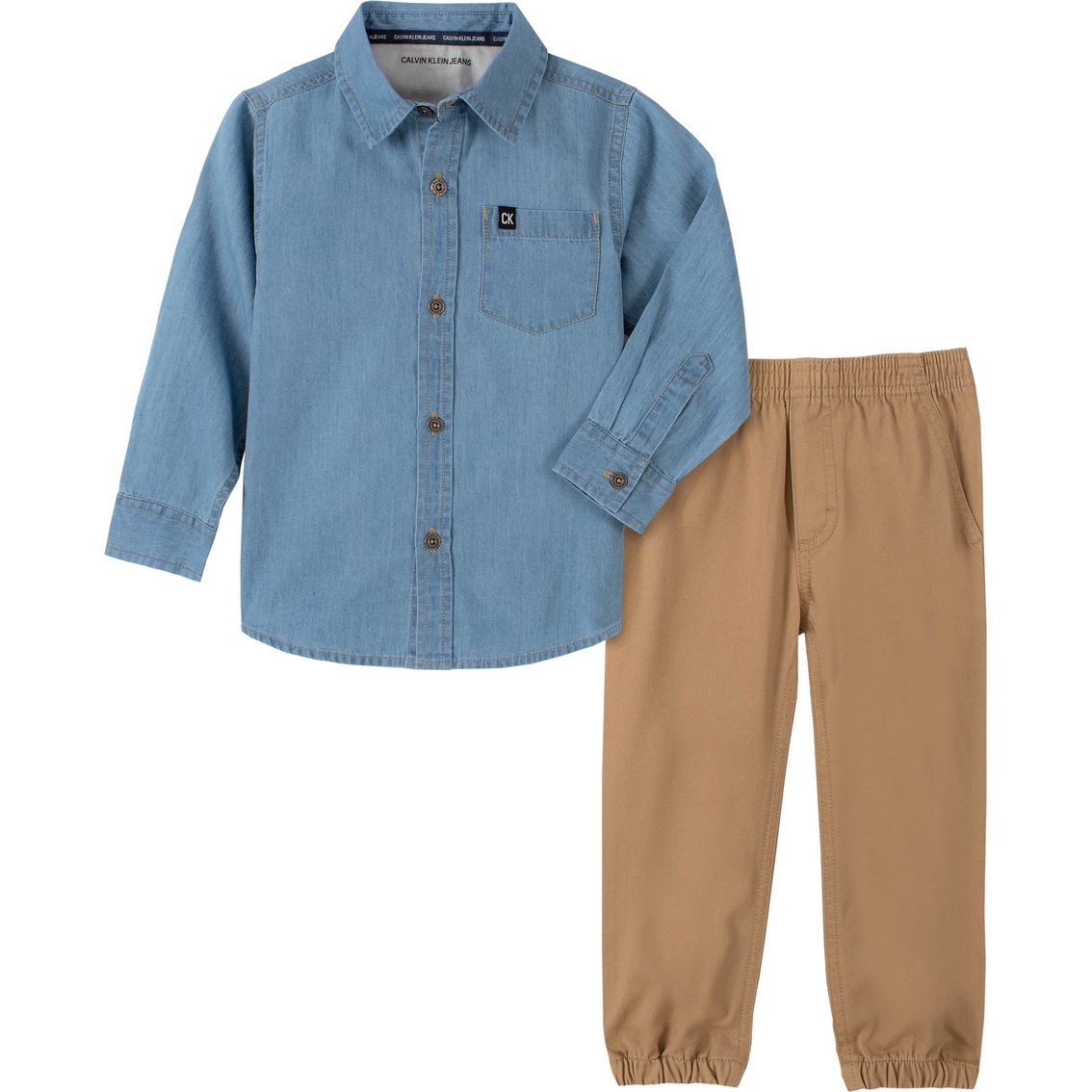 Calvin Klein Infant Boys Denim Woven Shirt And Twill Pants 2 Pc. Set | Baby  Boy 0-24 Months | Baby & Toys | Shop The Exchange