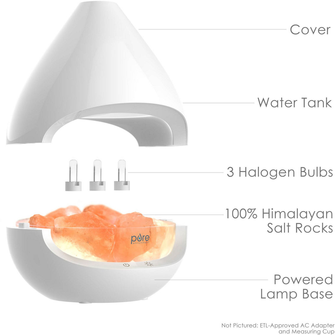 Pure Enrichment Pure Glow Crystal Himalayan Salt Rock Lamp and Ultrasonic Diffuser - Image 4 of 8