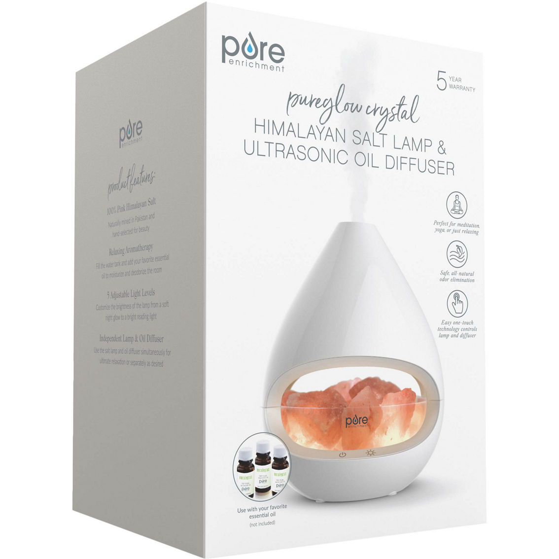 Pure Enrichment Pure Glow Crystal Himalayan Salt Rock Lamp and Ultrasonic Diffuser - Image 8 of 8