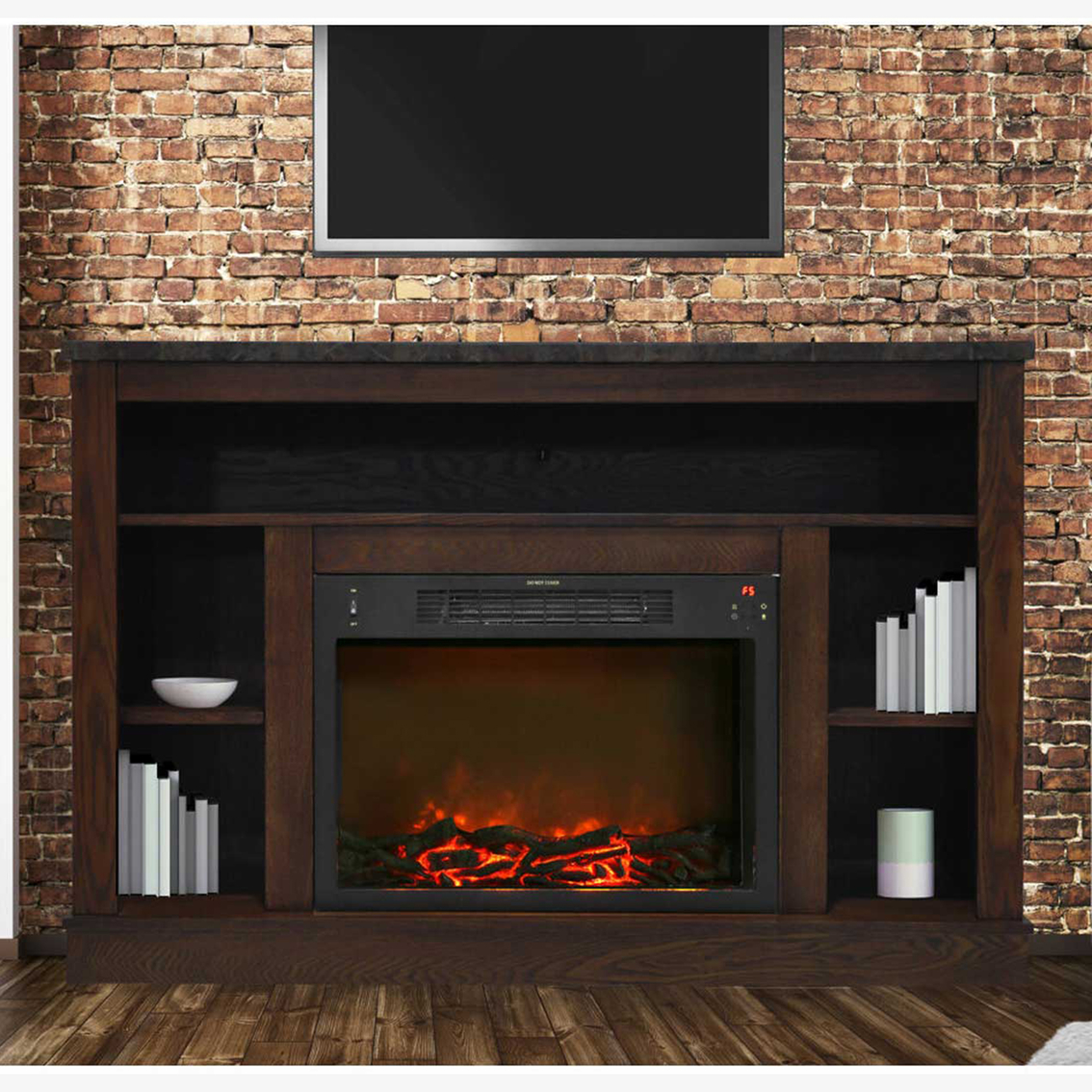 Cambridge Seville 47 in. Electric Fireplace Heater with Mahogany Mantel - Image 2 of 7