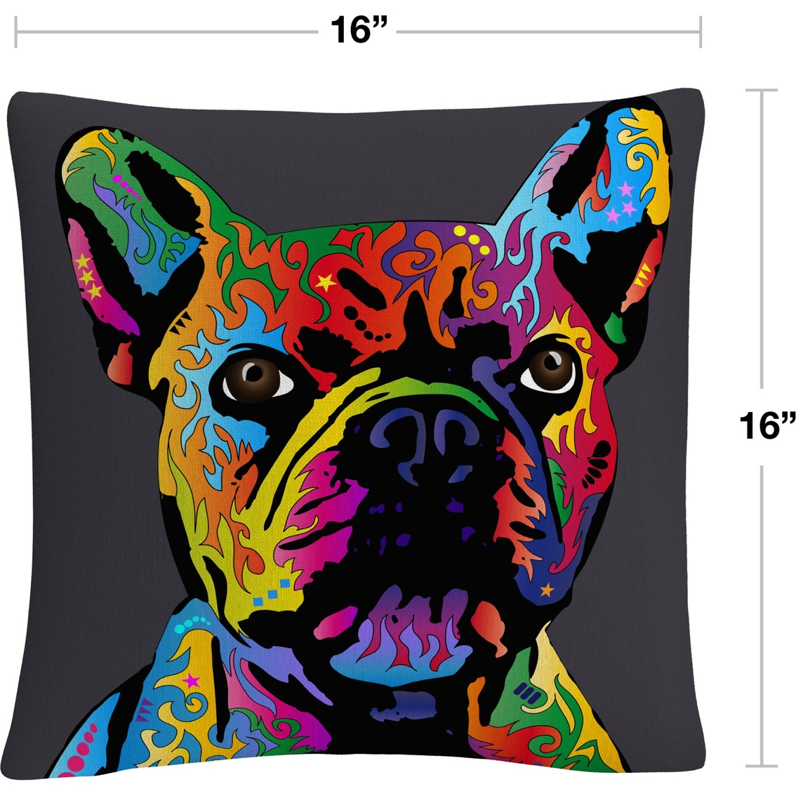 Trademark Fine Art French Bulldog Grey Decorative Throw Pillow - Image 2 of 4