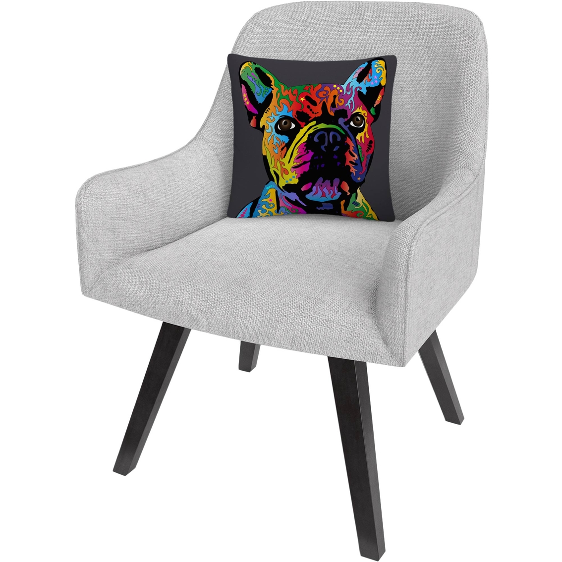 Trademark Fine Art French Bulldog Grey Decorative Throw Pillow - Image 3 of 4