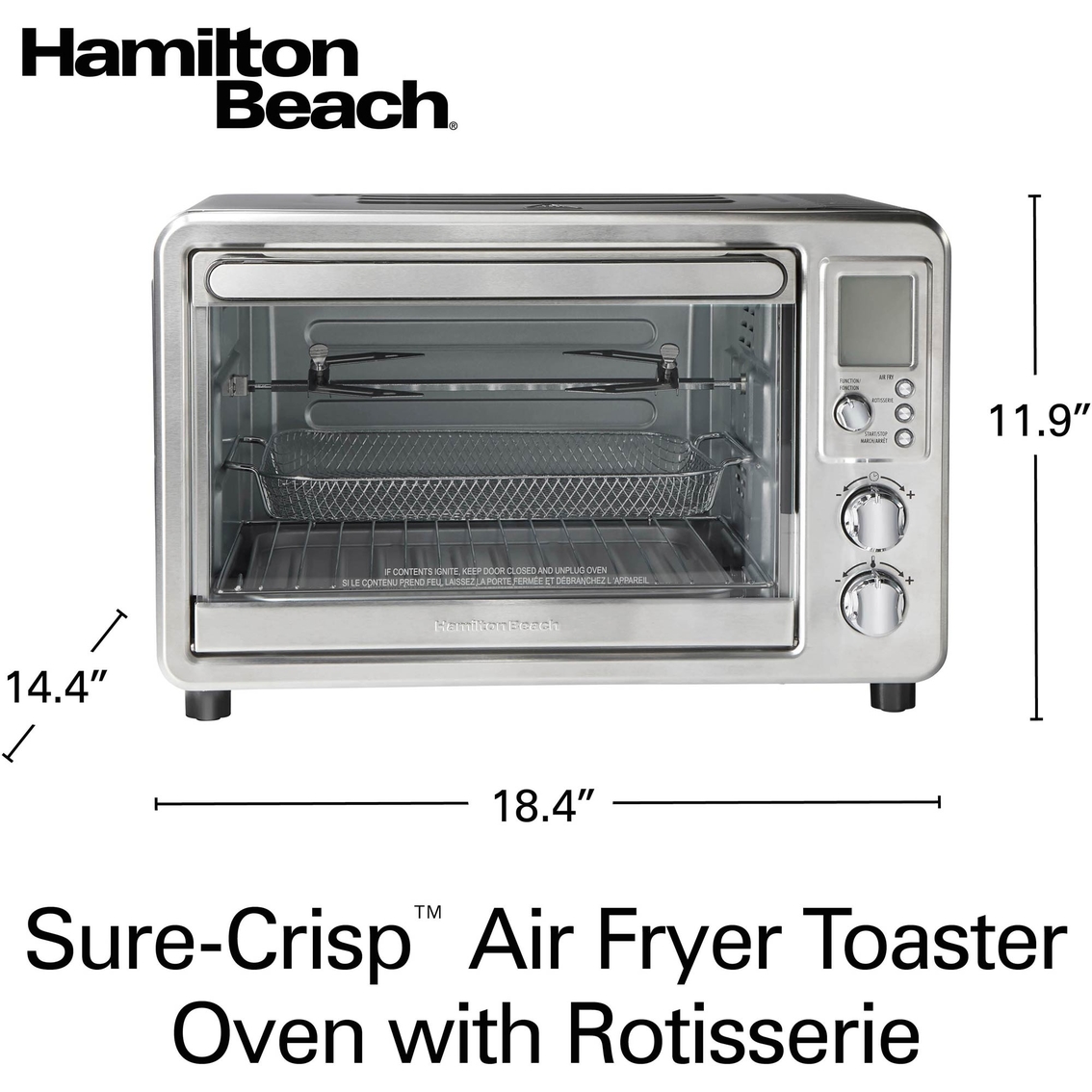Hamilton Beach Sure-Crisp Digital Air Fryer Toaster Oven with Rotisserie - Image 6 of 6