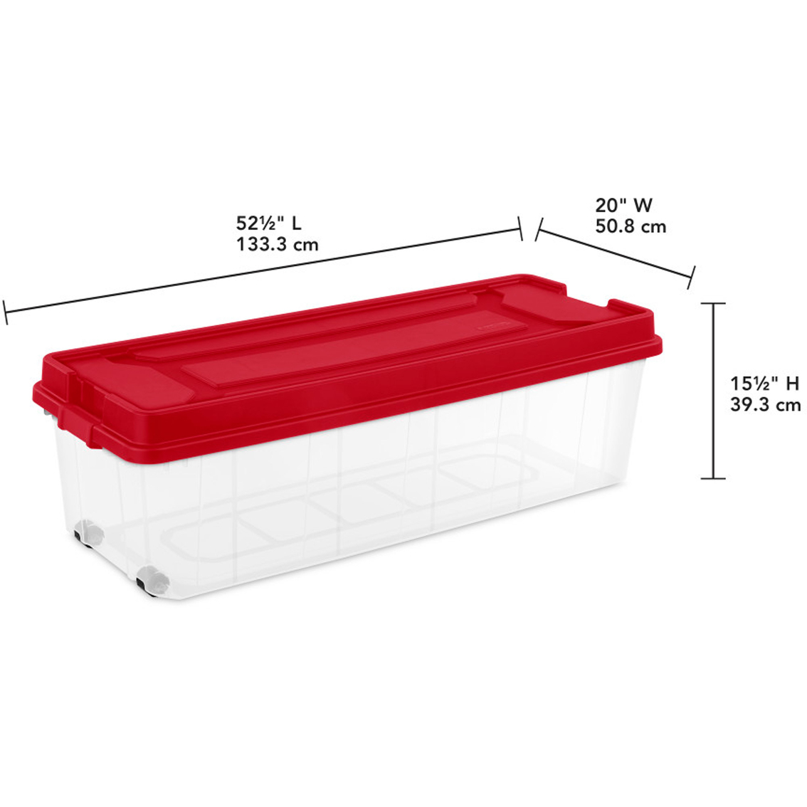 Sterilite Ornament Storage Box w/ 20 Adjustable Compartments, Red
