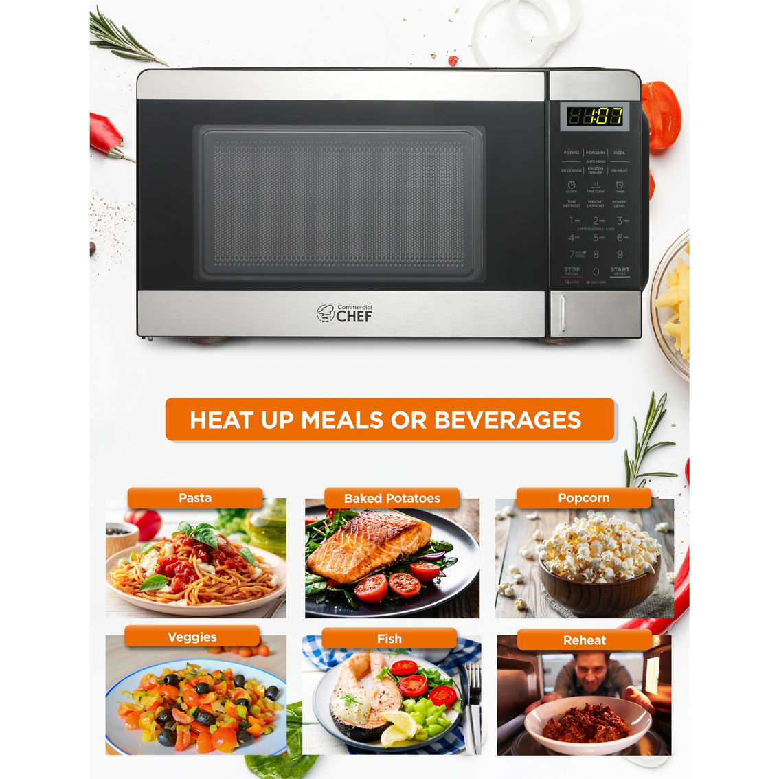 Commercial Chef .7 cu. ft. Counter Top Microwave - Image 2 of 7