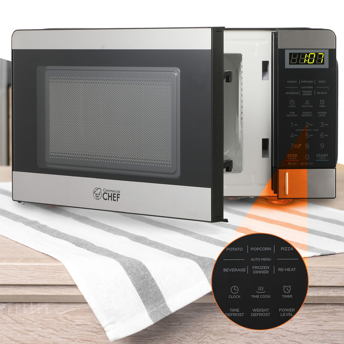 Commercial Chef .7 cu. ft. Counter Top Microwave - Image 3 of 7