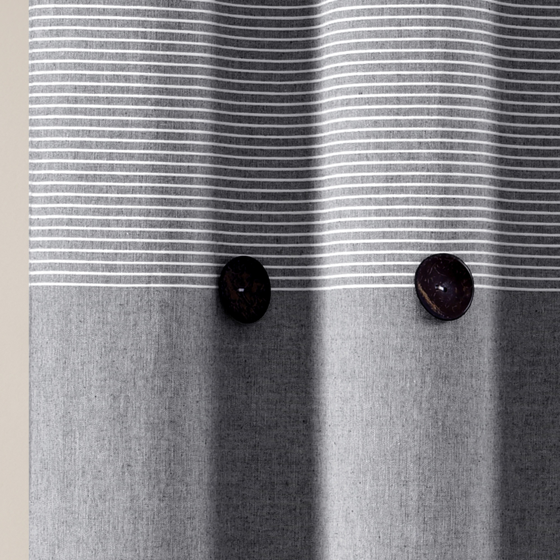 Lush Decor Farmhouse Button Stripe Yarn Dyed Woven Cotton Shower Curtain  72 x 72 - Image 3 of 9