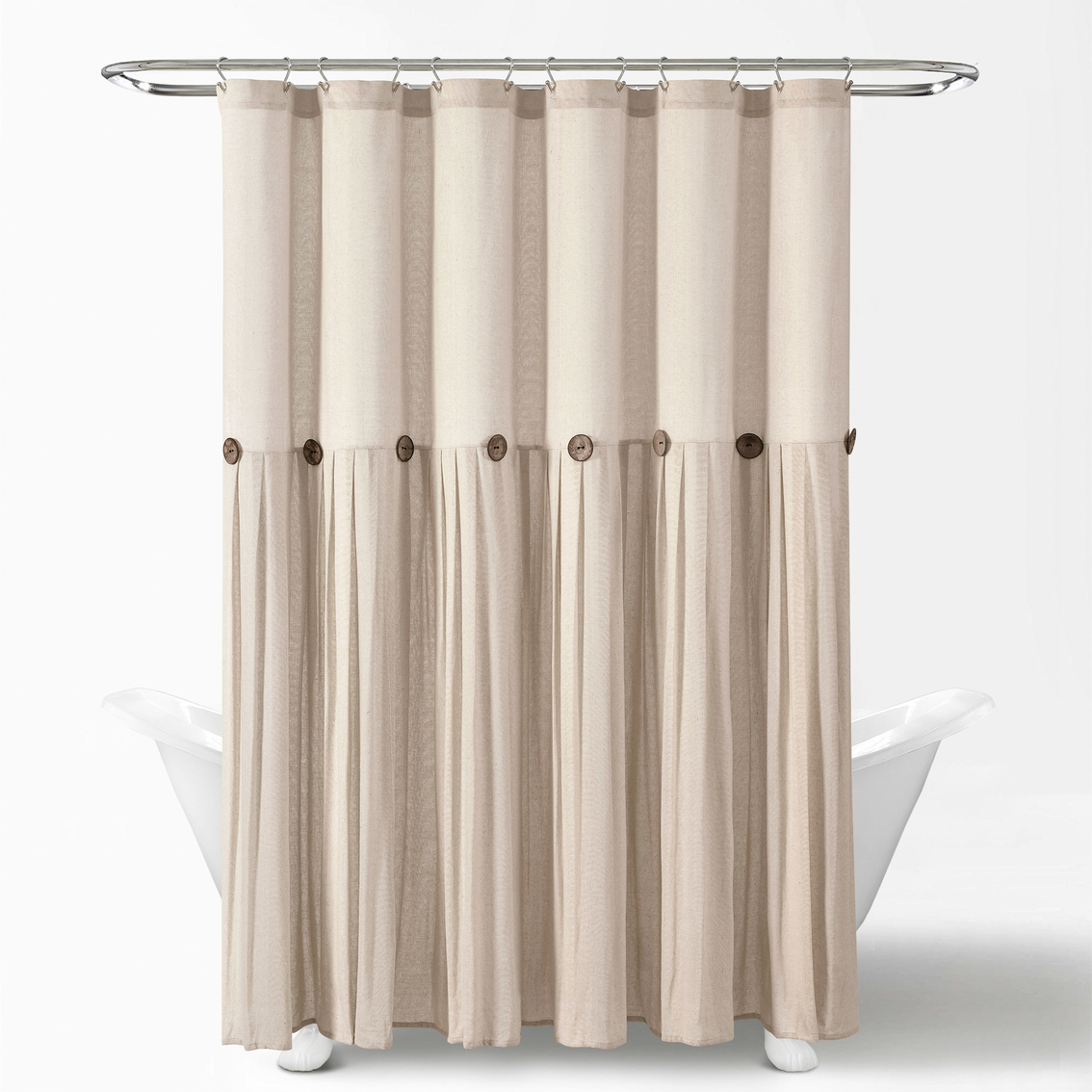 Lush Decor Linen Button Single Shower Curtain 72 x 72 in. - Image 5 of 7