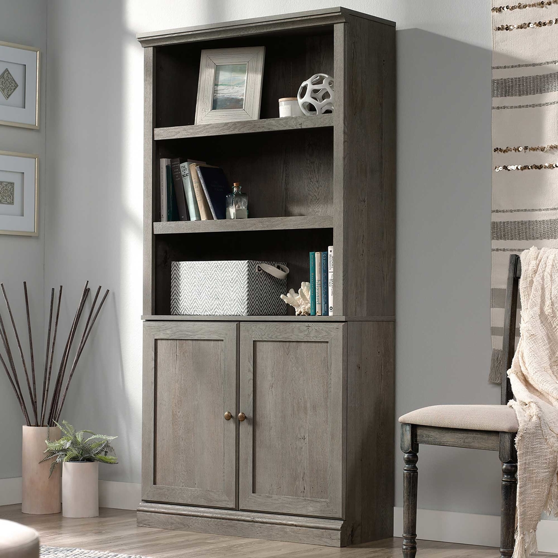 Sauder Select 5 Shelf Bookcase With, Vas Corner Unit Bookcases