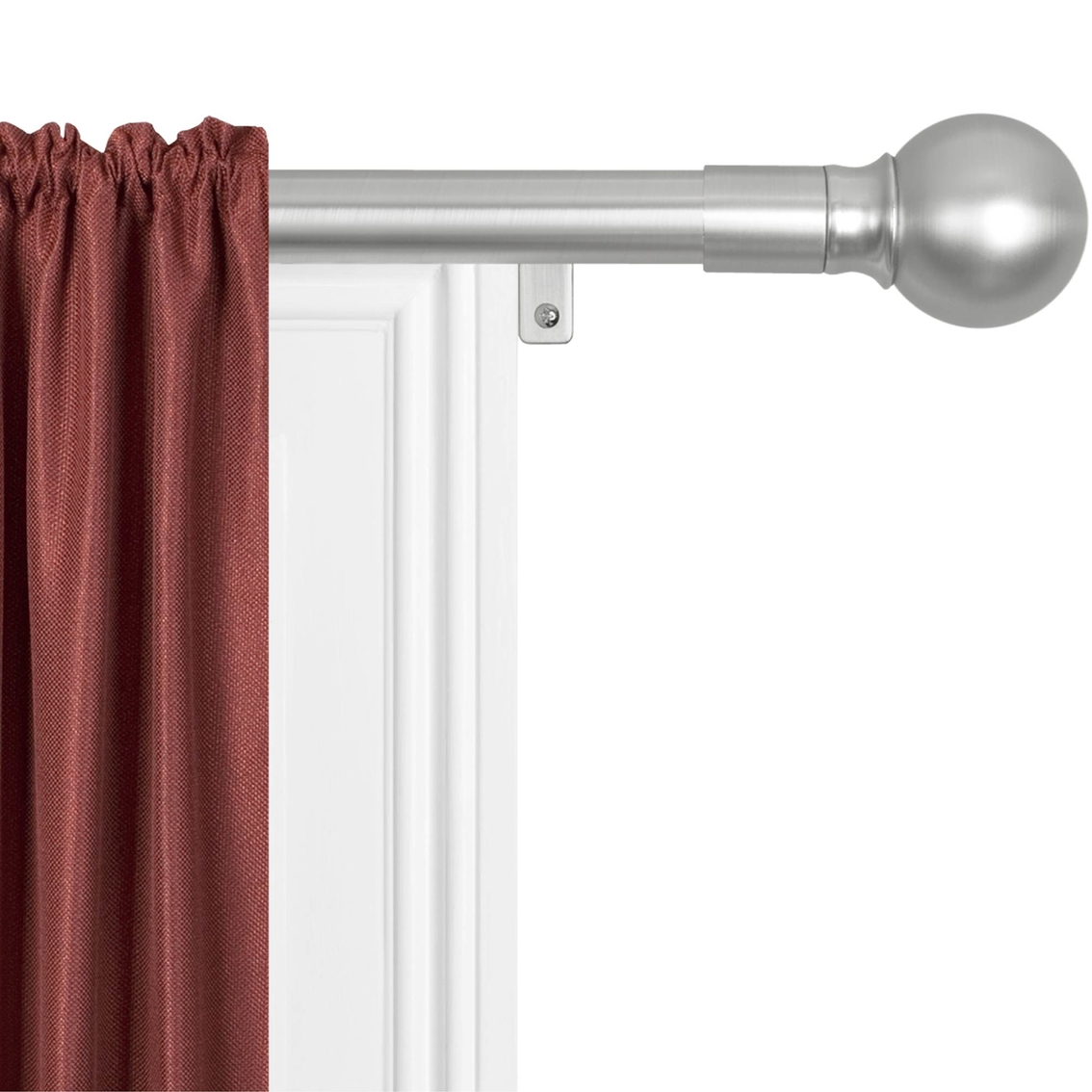 MAYTEX Smart Rods No Measuring Easy Install 1 Window Drapery Curtain Rod with Ball Finial 18 inch 48 inch Antique Brass Maytex Mills Inc 6252 