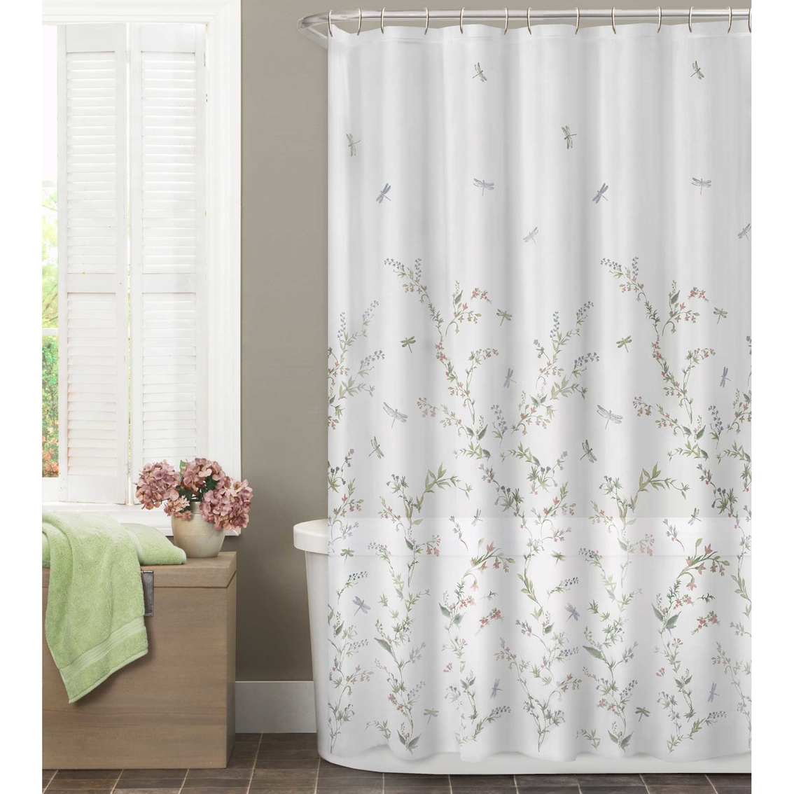 Maytex Dragonfly Garden Fabric Shower Curtain 70 x 72 in. - Image 2 of 6