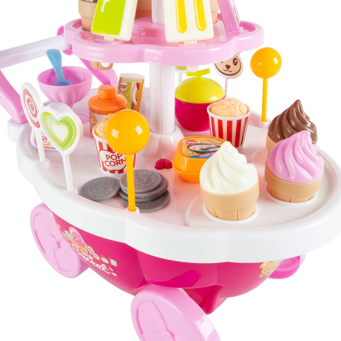 Hey! Play! Kids Ice Cream Cart Mini Pretend Play Food Stand - Image 3 of 7