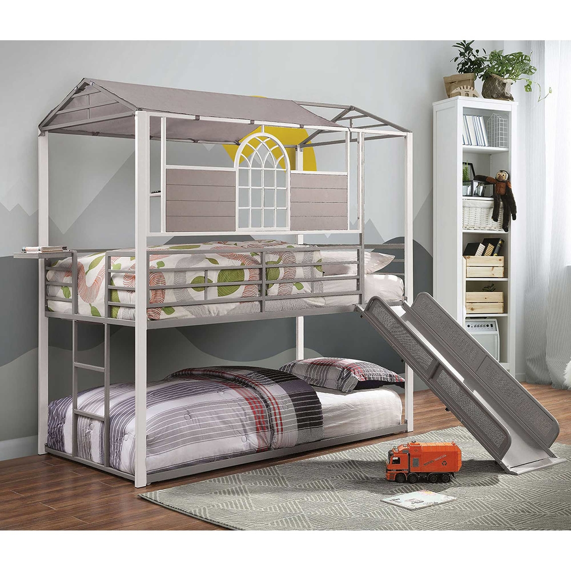 Twin Metal Bunk Bed With Slide, Bunk Bed Slide Sold Separately