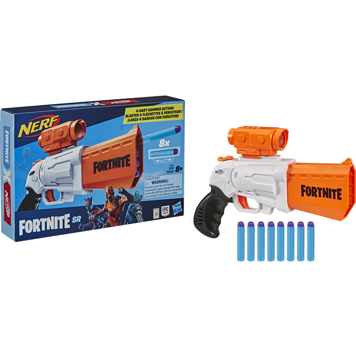 Nerf Fortnite IR Motorised Blaster 6-Dart Removable Clip 12 Official Nerf Elite Darts Dart-Blasting Fortnite Blaster Replica 