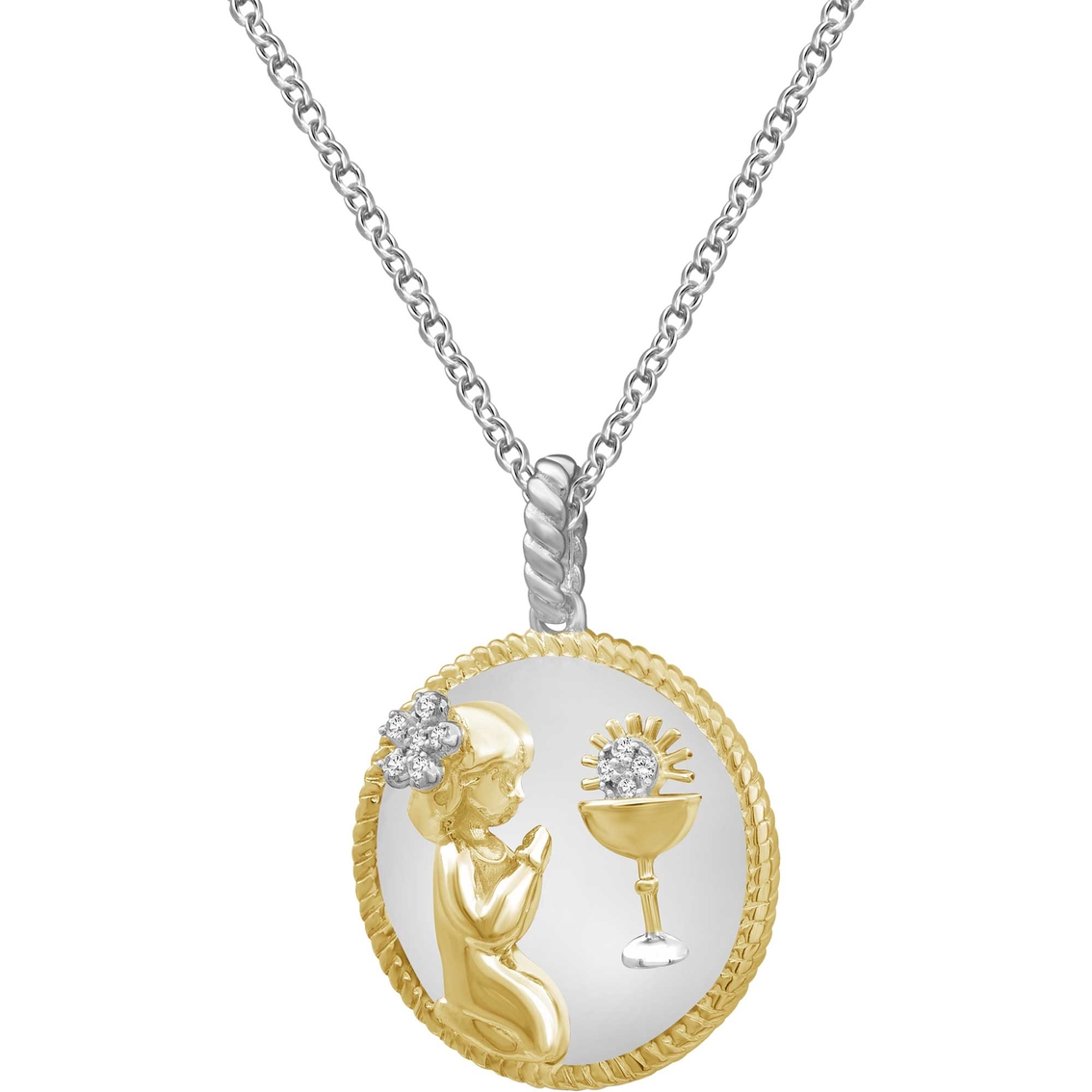 She Shines Sterling Silver and 14K Plated Accent Diamond Religious Pendant - Image 2 of 4