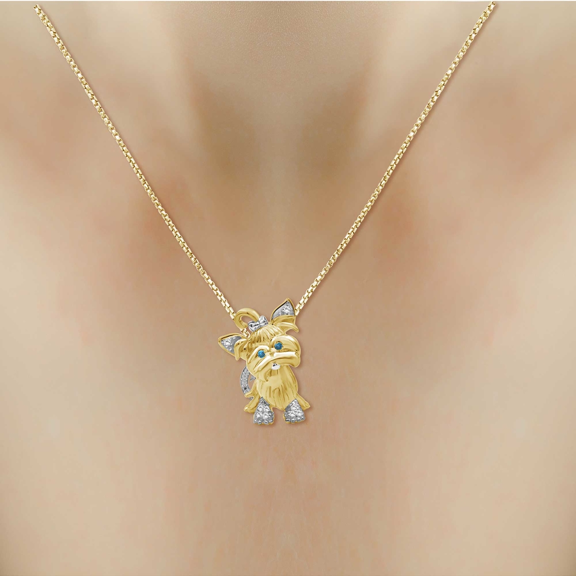 Animal's Rock 14K Gold Over Sterling Silver Accent Diamond Yorkie Dog Pendant - Image 4 of 4