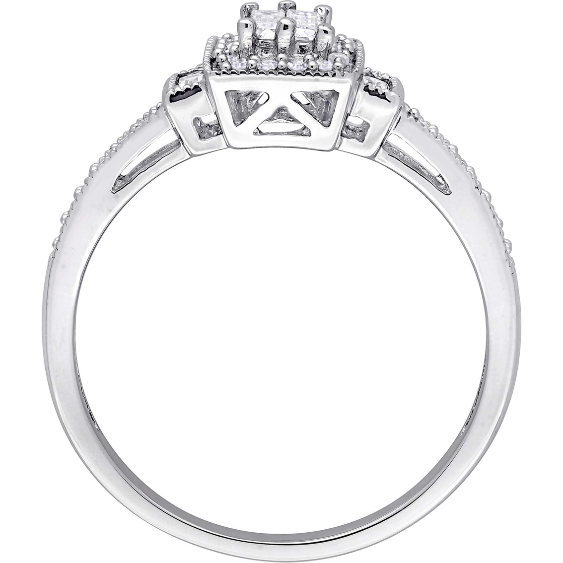 Diamore 10K White Gold 1/3 CTW Diamond Baguette Cut Engagement Ring - Image 3 of 4