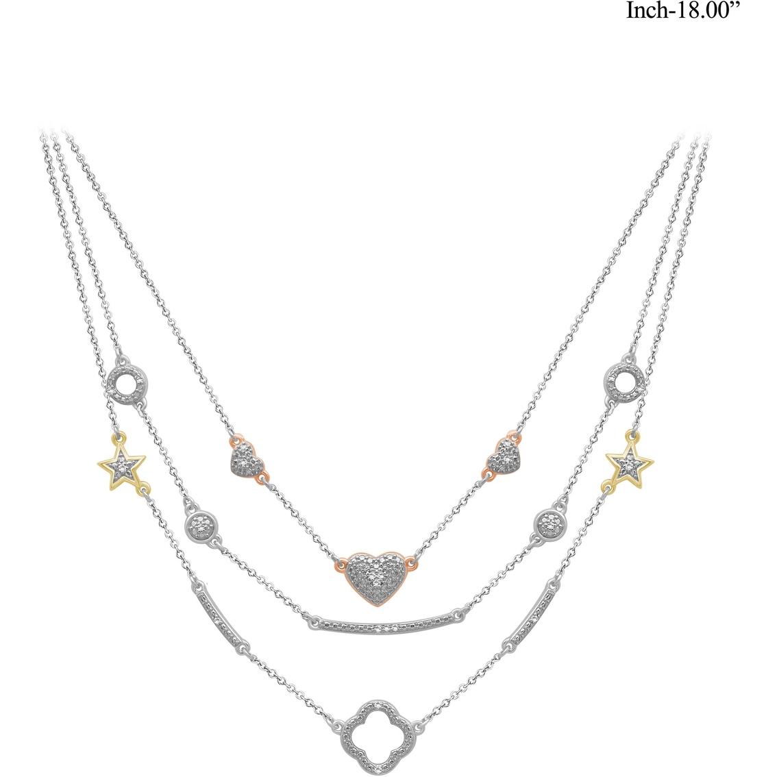 She Shines 14K Gold Over Sterling Silver 1/10 CTW Diamond Layered Necklace 18 in. - Image 2 of 3
