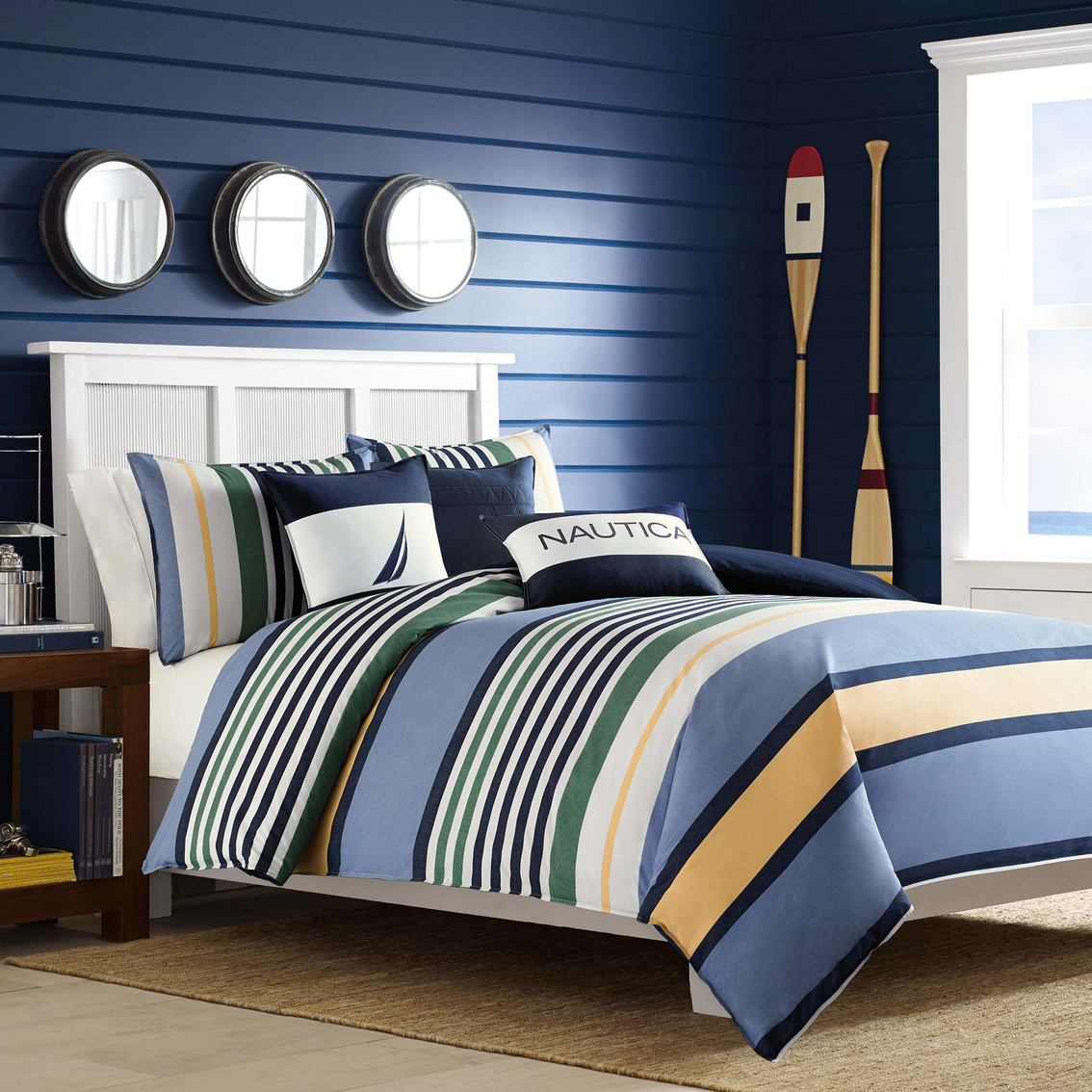 Nautica Dover Blue Comforter And Pillow Sham Set
