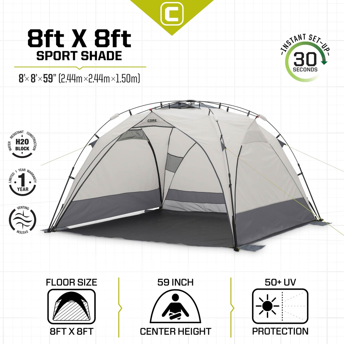 Core Equipment 8 x 8 ft. Instant Sport Shade - Image 5 of 10