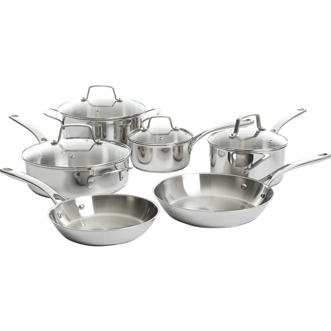 Martha Stewart Collection Satin Polished Stainless Steel 10 Pc. Cookware  Set, Stainless Steel, Household
