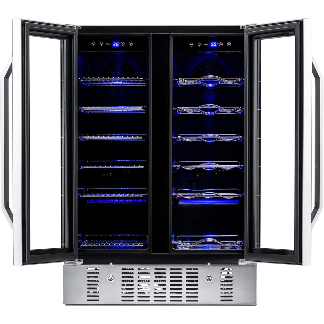 NewAir 24 in. Built-in Dual Zone 18 Bottle and 58 Can Wine and Beverage Cooler - Image 4 of 10