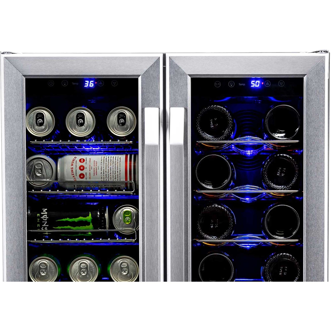 NewAir 24 in. Built-in Dual Zone 18 Bottle and 58 Can Wine and Beverage Cooler - Image 7 of 10