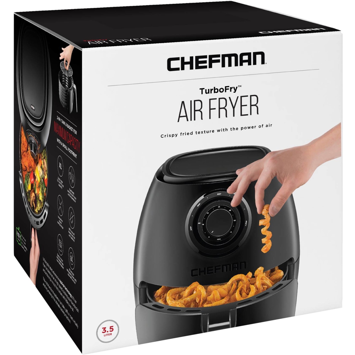 Chefman TurboFry 2 Liter Air Fryer with Adjustable Temperature Control, Black/Silver